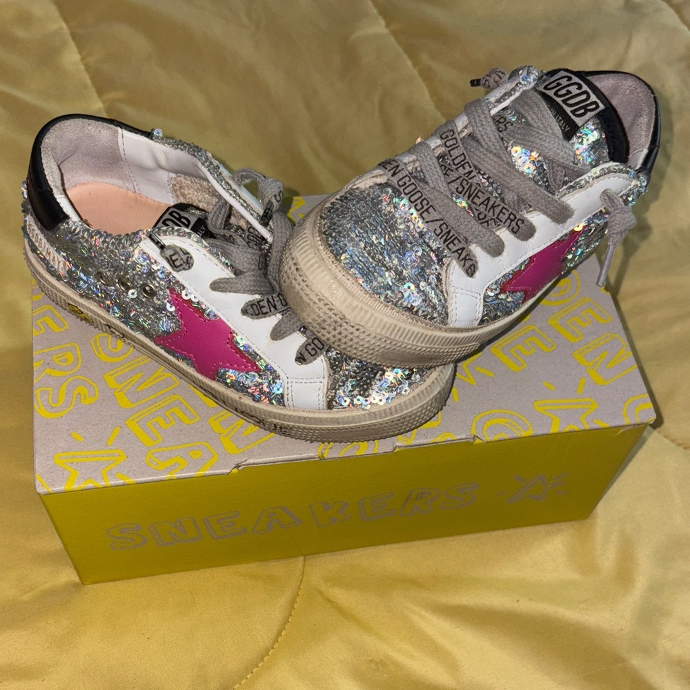 Golden Goose Kids Sneakers - Pink Star and Silver Glitter